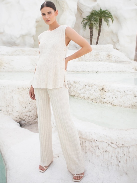 SOON MATERNITY Pants - SOON MATERNITY | Linen Knit Beige Pants